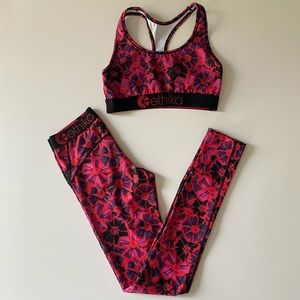 Ethika Subzero neon floral athletic legging sports bra set S/M